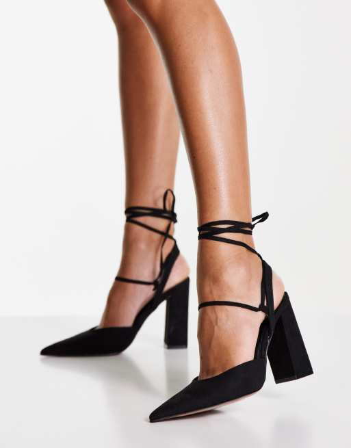 ASOS DESIGN Wide Fit Priority platform high block heel shoes in black