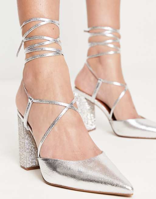 Embellished silver hot sale shoes