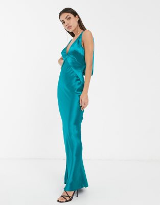 satin turquoise dress