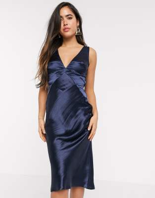 silk cowl midi dress