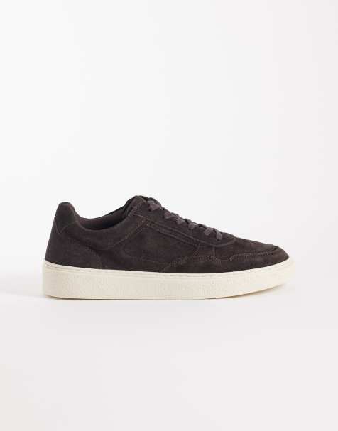 ASOS DESIGN paneled sneakers in dark brown suede - view 1