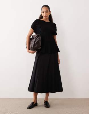 Asos Design Panelled Drop Waist Circle Maxi Skirt In Black