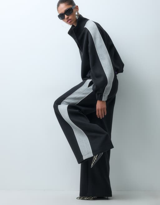 ASOS DESIGN panelled jogger in black and gray scuba-style fabric, 4 of 5