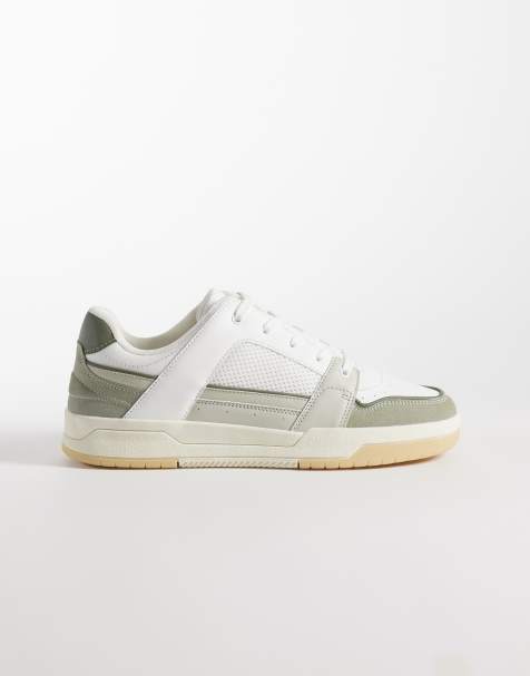 ASOS DESIGN panelled lace up sneakers with mesh detailing in beige - view 1