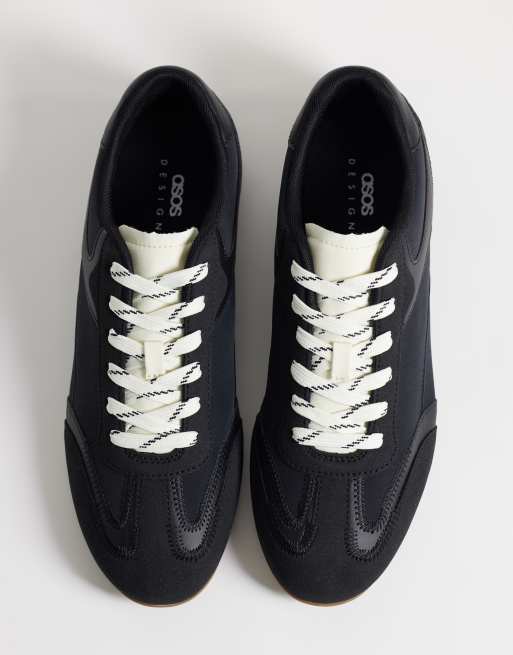 ASOS DESIGN panelled retro sneakers in black, 4 of 5