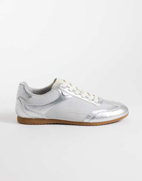 ASOS DESIGN panelled retro trainers in silver - view 1