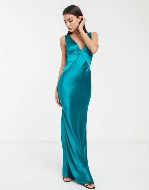 ASOS DESIGN panelled satin maxi dress with cowl back | ASOS