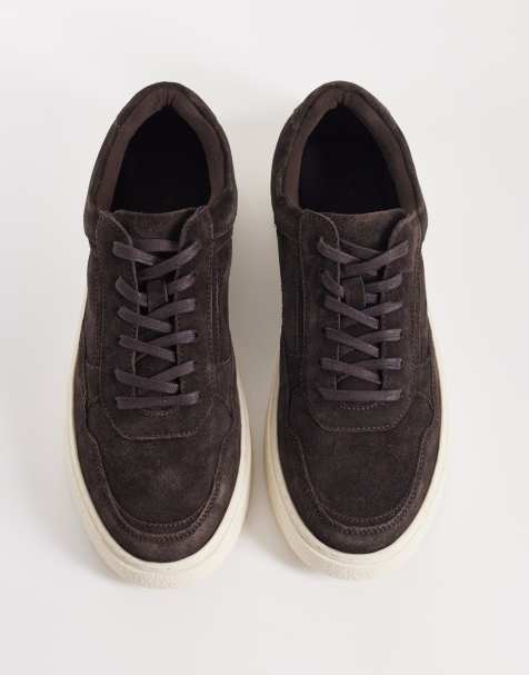 ASOS DESIGN panelled sneakers in dark brown suede - view 1