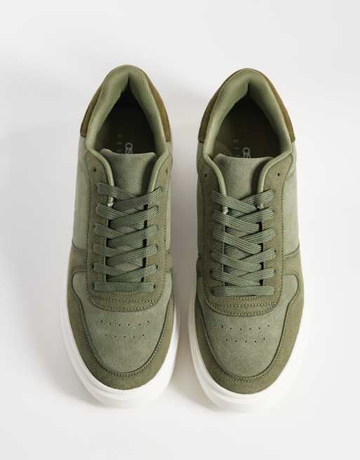 ASOS DESIGN panelled sneakers in khaki mix, 2 of 5
