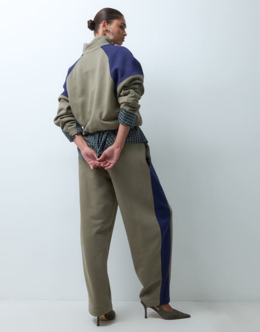  ASOS DESIGN panelled track joggers in khaki co-ord, 4 of 5