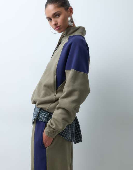  ASOS DESIGN panelled track sweatpants in khaki set, 3 of 5