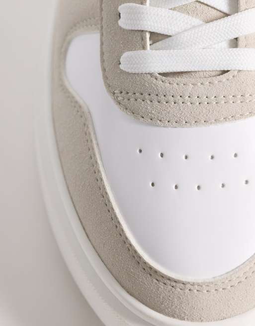 ASOS DESIGN panelled trainer in white and beige, 5 of 5