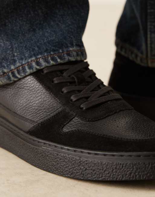 ASOS DESIGN panelled trainers in black suede and leather , 5 of 5