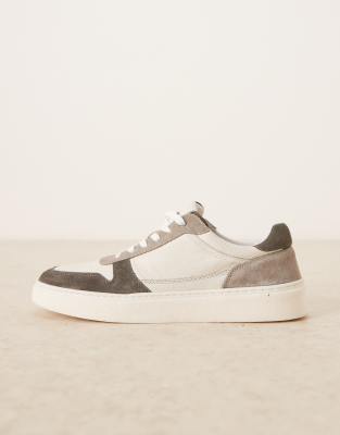  panelled trainers  suede and off white leather