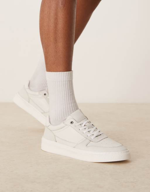 ASOS DESIGN panelled trainers in off white leather, 4 of 5