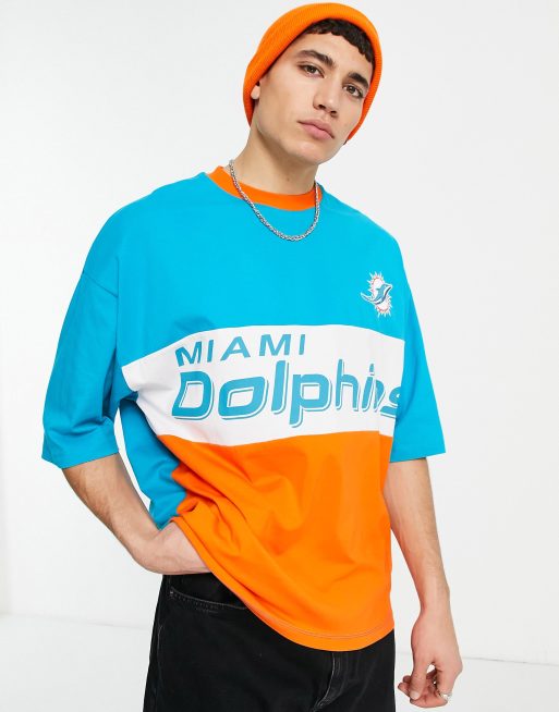 ASOS DESIGN – Panelsydd t-shirt i oversize med 'NFL Miami Dolphins'-tryck 