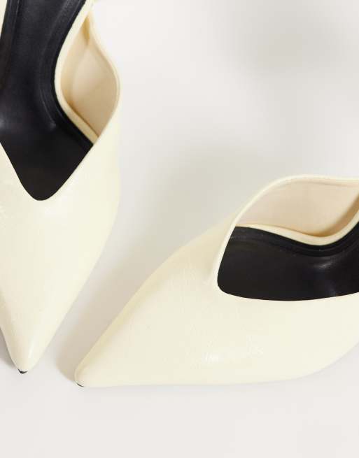 ASOS DESIGN Pannie high heeled court shoes in off white, 2 of 4