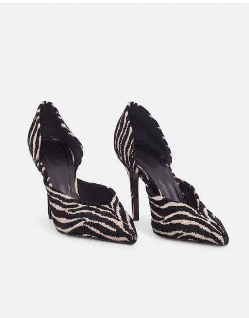 ASOS DESIGN Pannie high heeled court shoes in zebra, 5 of 8