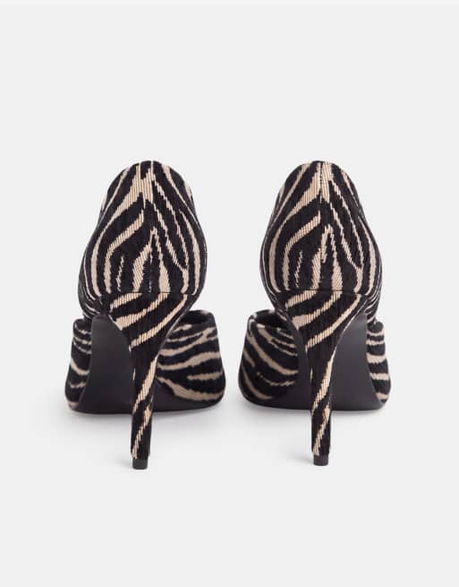 ASOS DESIGN Pannie high heeled court shoes in zebra, 7 of 8
