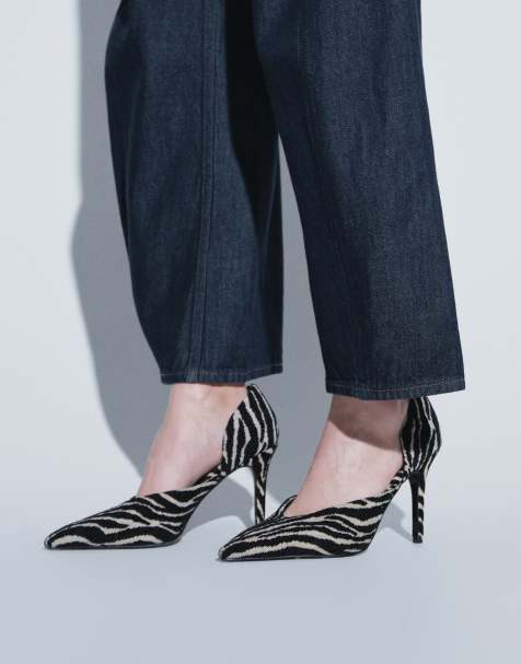 ASOS DESIGN Pannie high heeled pumps in zebra - view 1