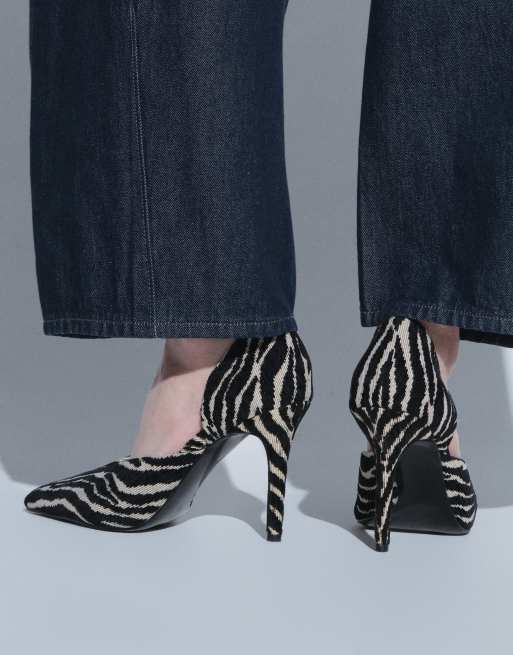 ASOS DESIGN Pannie high heeled pumps in zebra, 2 of 8