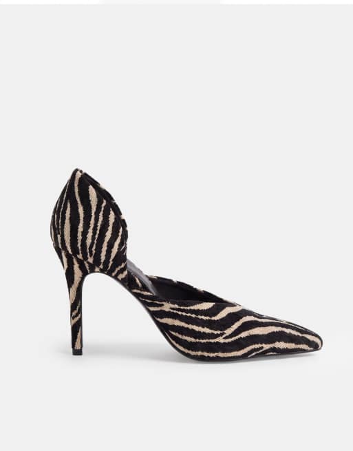 ASOS DESIGN Pannie high heeled pumps in zebra, 6 of 8