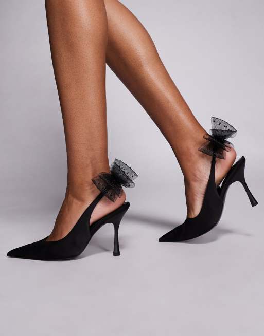 ASOS DESIGN Pansy mesh bow detail high shoes in black