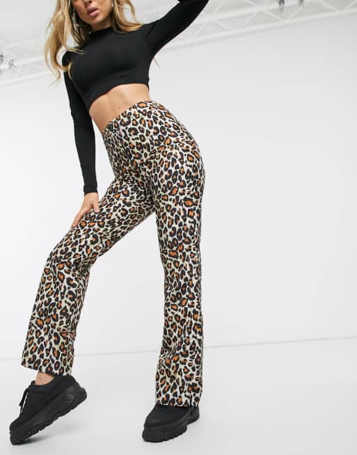 ASOS DESIGN pant in leopard print shell fabric