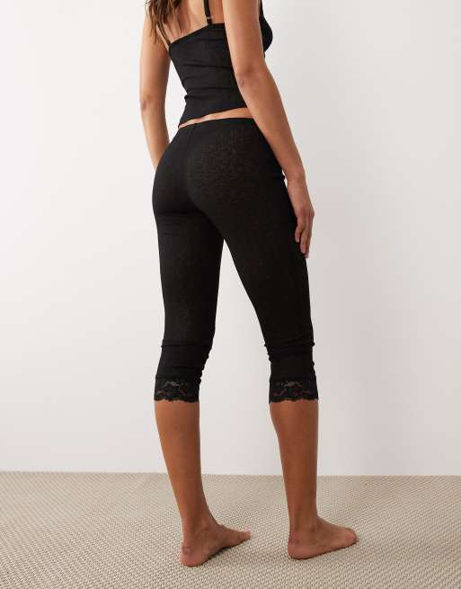ASOS DESIGN - Pantacourt de pyjama semi-transparent bordé de dentelle - Noir, 3 de 5