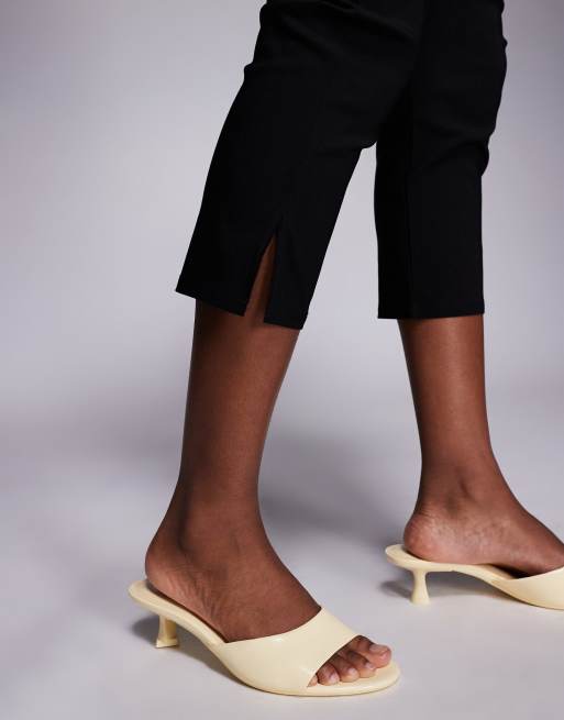 ASOS DESIGN bengaline longline capri pants with split hem in black