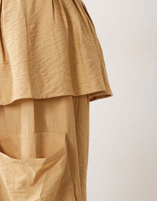 ASOS DESIGN pantalon à détail jupe jambe ballon en camel, 4 de 5
