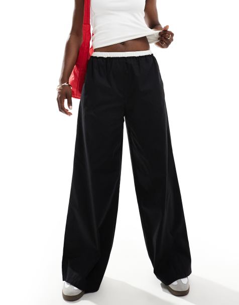 ASOS DESIGN - Pantalon à enfiler à taille contrastante - Noir - view 1