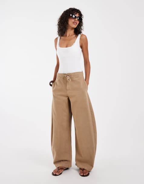 ASOS DESIGN - Pantalon à enfiler avec détail corne - Caramel délavé - view 1