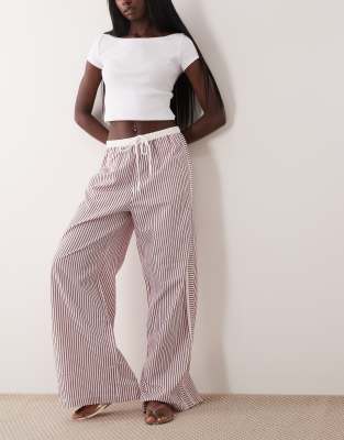 Pantalon à enfiler avec rayures, bandes contrastantes et cordon de serrage - Rose S