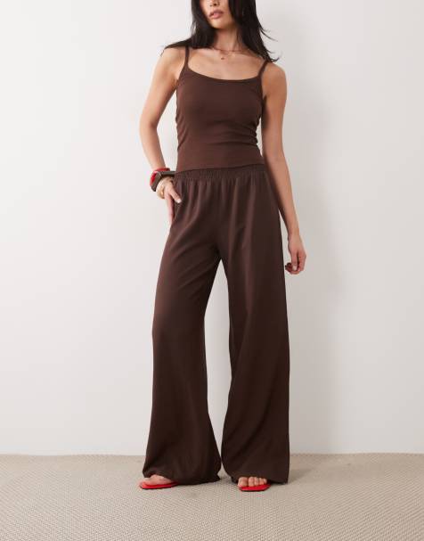 ASOS DESIGN - Pantalon à enfiler avec taille froncée - Chocolat - view 1