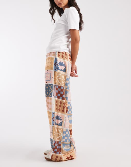 ASOS DESIGN - Pantalon à enfiler en lin mélangé à imprimé mosaïque, 2 de 5