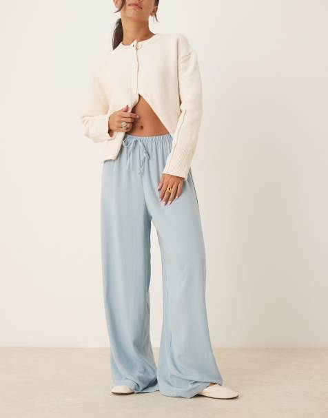 ASOS DESIGN - Pantalon à enfiler en lin mélangé - Bleu cendré - view 1