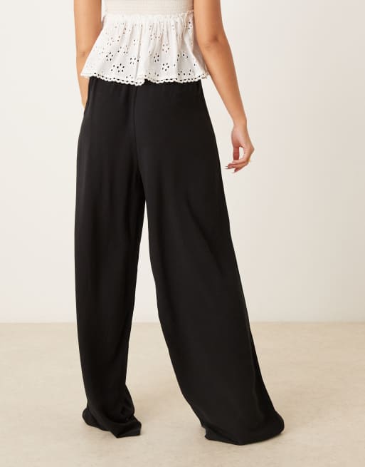 ASOS DESIGN - Pantalon à enfiler en lin mélangé - Noir, 4 de 5
