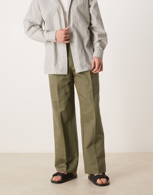ASOS DESIGN - Pantalon à pinces ample et ajusté en lin mélangé - Vert olive, 2 de 5