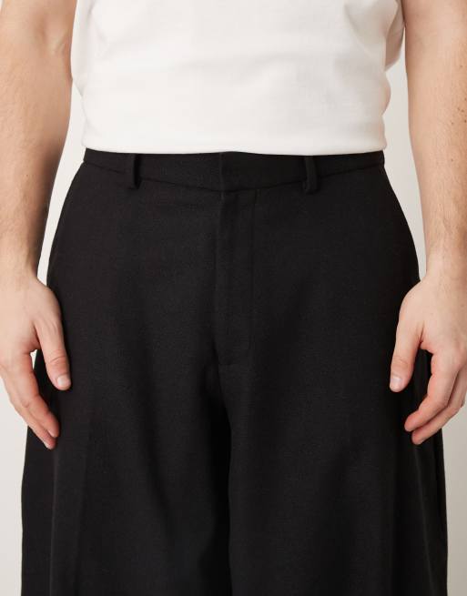 ASOS DESIGN - Pantalon à pinces bouffant et élégant en laine mélangée - Noir, 4 de 5
