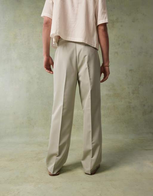 ASOS DESIGN - Pantalon à pinces coupe ample habillée - Vert doux, 3 de 5