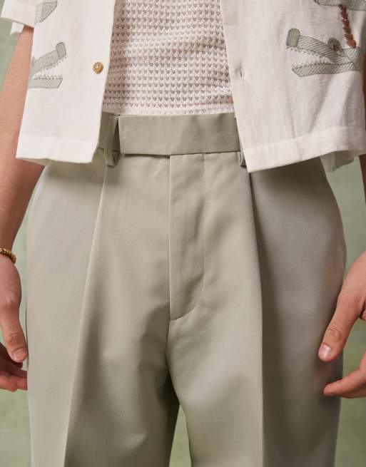 ASOS DESIGN - Pantalon à pinces coupe ample habillée - Vert doux, 5 de 5