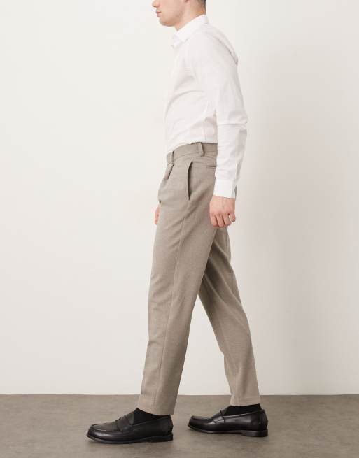 ASOS DESIGN - Pantalon à pinces coupe fuselée élégante en flanelle - Gris chiné, 3 de 5