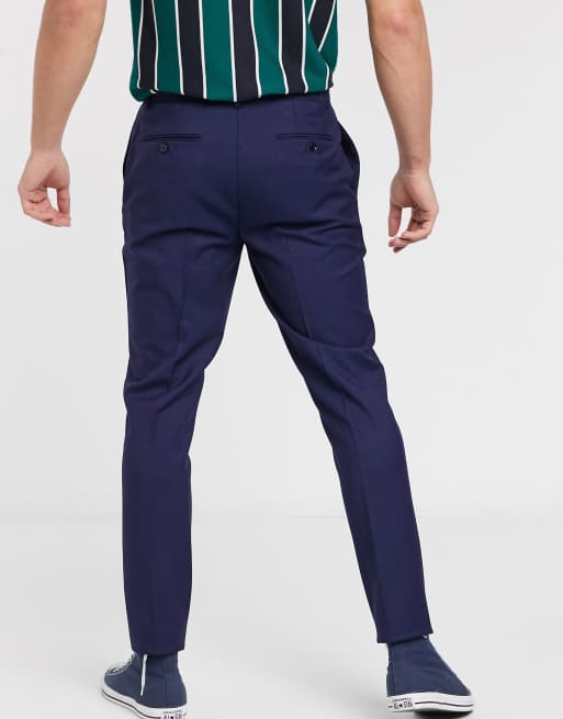 Pantalon a Pinces Taille Haute Homme Bleu - Restauration et