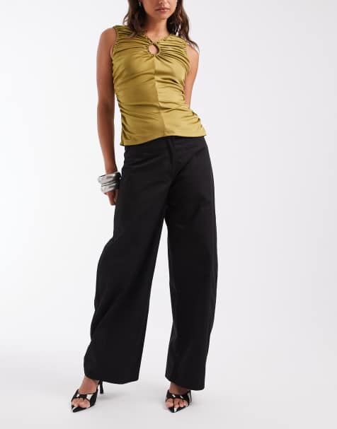 ASOS DESIGN pantalon à taille basse et jambe horseshoe en ensemble coordonné noir - view 1