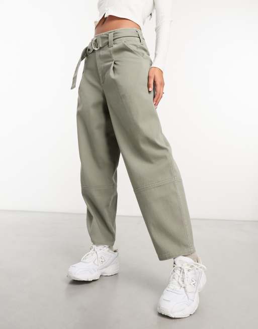 ASOS DESIGN Pantalon taille haute avec ceinture Olive