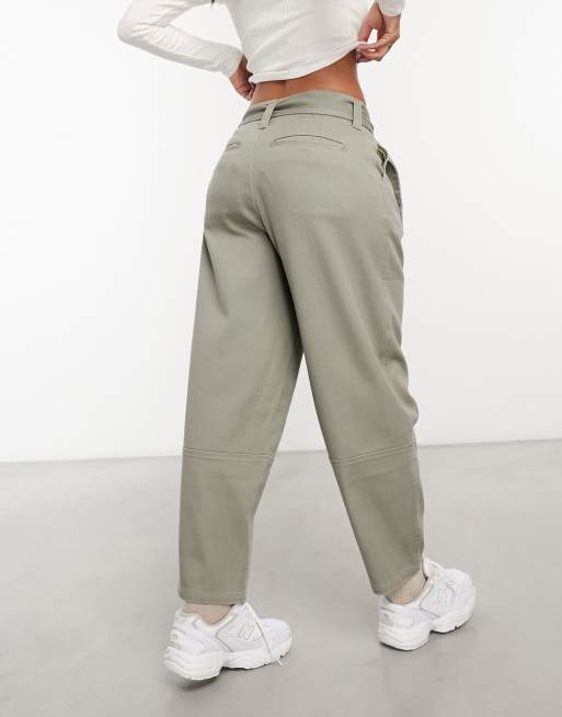 ASOS DESIGN Pantalon a taille haute avec ceinture Olive ASOS