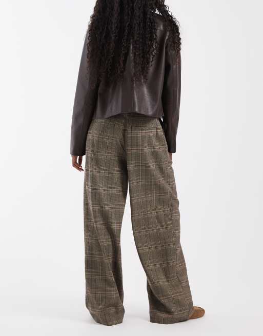 ASOS DESIGN pantalon ajusté à jambe banane à carreaux écossais beige, 3 de 5