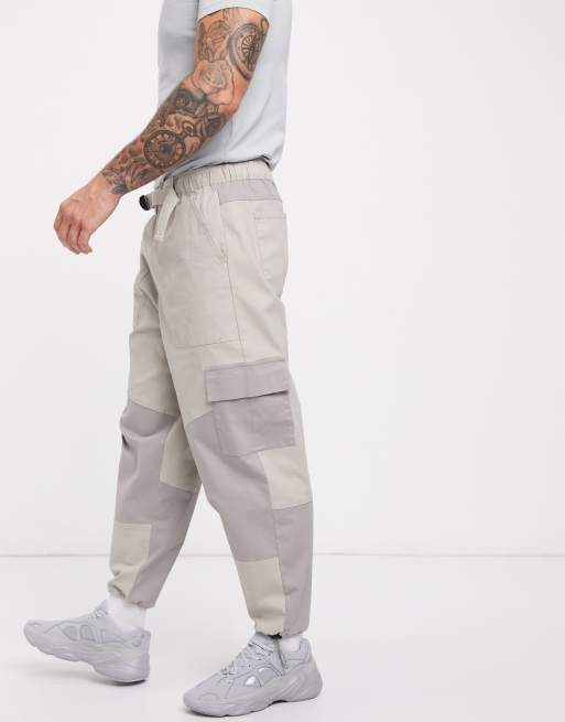 ASOS DESIGN - Pantalon ajusté à motif color block effet coupé-cousu