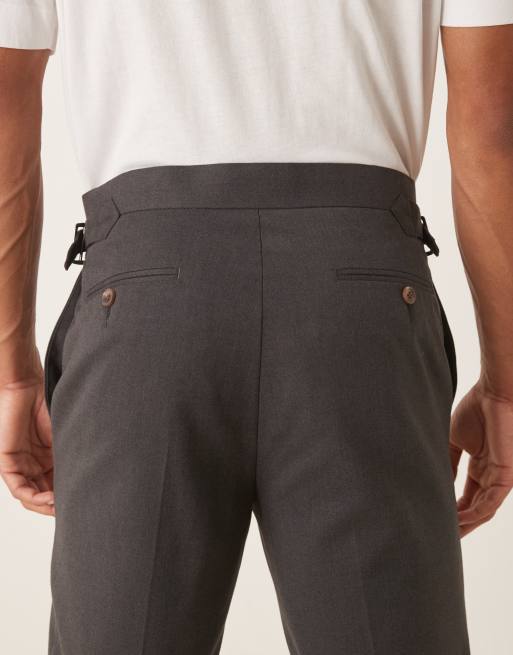 ASOS DESIGN - Pantalon ajusté ajusté en flanelle avec languettes réglables sur les côtés - Gris, 5 de 5